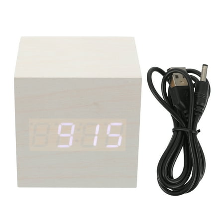 MRLESS 1pc Square Alarm Clock Wooden Alarm Clock Dual Display Clock Mini Alarm Clock