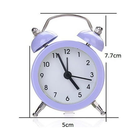 MuYan Alarm Clock Pocket Mini Metal Digital Alarm Clock,for bedrooms Student Solid Color Twin Bell Silent Alarm Clock,with night light