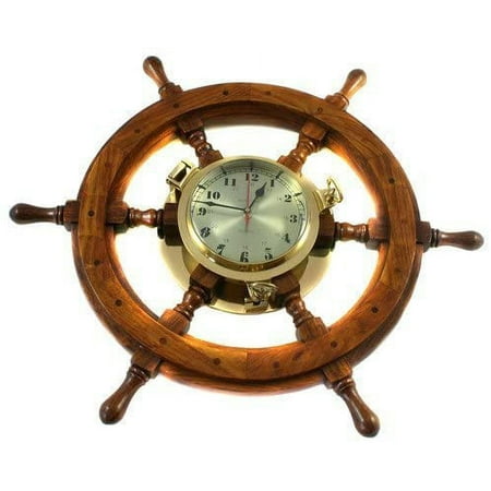 Nagina International Nautical Captain's Ship 24 Wheel Porthole Wall Mounted Clock