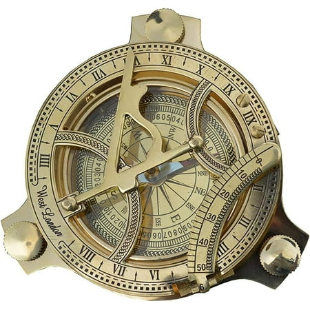 Nauticaz 4 inch Brass Sundial Compass - Solis Brass Sun Clock Nautical Collectible Item