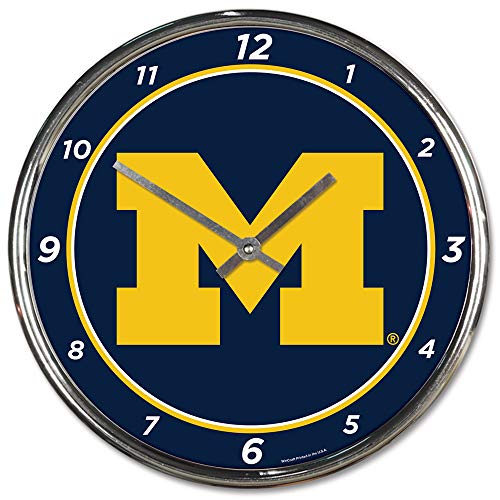 NCAA Michigan Wolverines Chrome Clock, 12 x 12