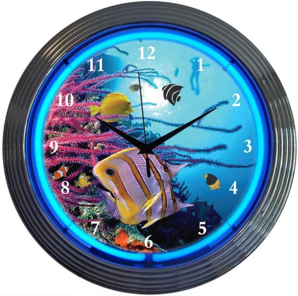 Neonetics Bar and Game Room Aquarium Neon Wall Clock, 15-Inch