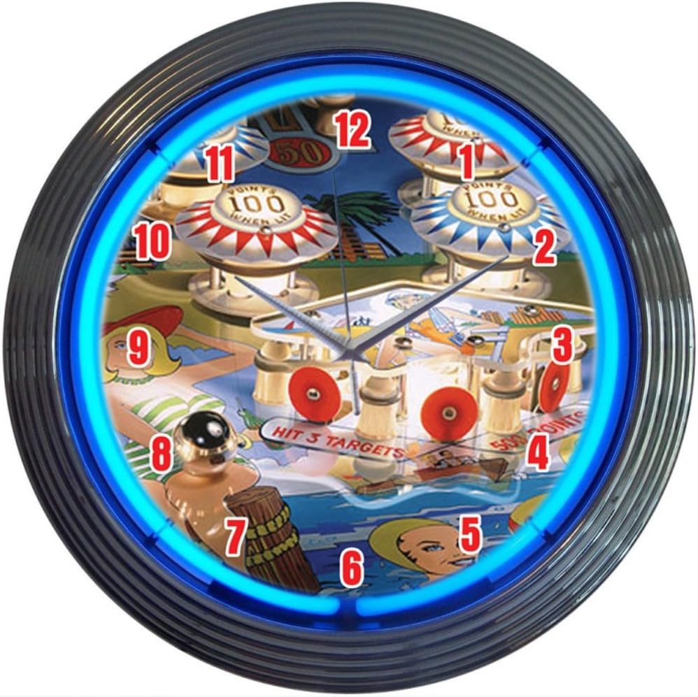 Neonetics Bar and Game Room Pinball Neon Wall Clock, 15-Inch