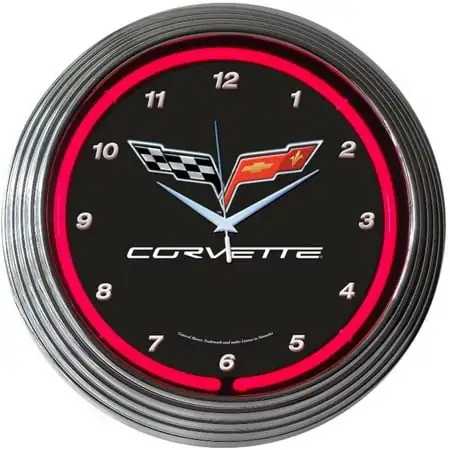 Neonetics Cars and Motorcycles Corvette C6 Neon Wall Clock, 15-Inch