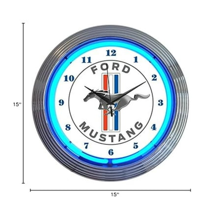 Neonetics Ford Mustang Blue Neon Wall Clock, 15