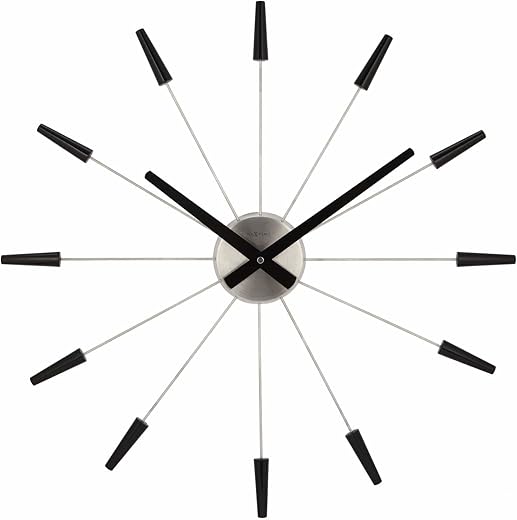 NeXtime Plug Inn Wall Clock, Silver/Black