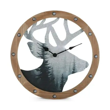 Nikky Home Forest Moose 14.88 Wall Clock, Silent Movement