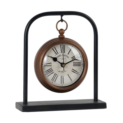 NIKKY HOME Small Retro Desk Clock, Silent Non-Ticking Classic Battery Operated Decorative Table Mantel Shelf Clock for Living Room