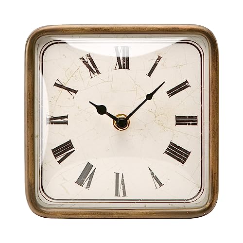 NIKKY HOME Vintage Silent Non-Ticking Table Clock, Shelf Desk Top Clock Battery Operated, Retro Home Decor for Bedroom Living Room Mantel Desktop Countertop, Gold