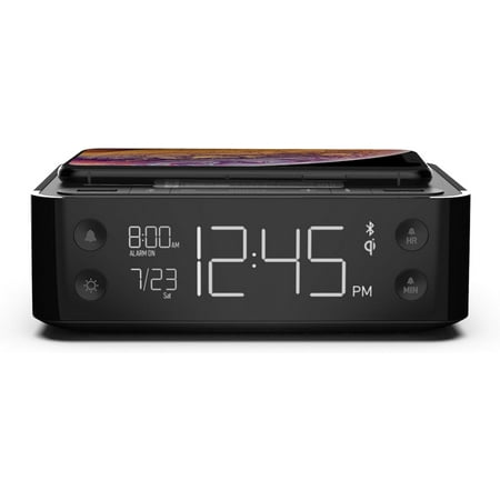 Nonstop Station A Hotel Alarm Clock and White Noise Machine with Qi Wireless Charging, Black