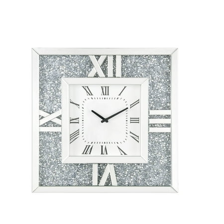 Noralie Wall Clock in Mirrored & Faux Diamonds