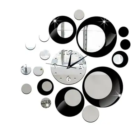 NUOLUX DIY 3D Acrylic Wall Clock Mirror Stickers for Home Living Room Office Decor (Black)