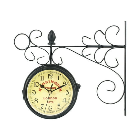 NUOLUX Vintage Style Wall Clock Decorative Hanging Clock Double-side Iron Clock