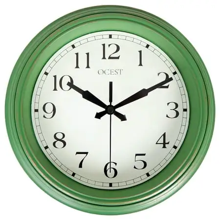 OCEST Retro Wall Clock 9 Inch Green Kitchen Wall Clock Round Silent Non Ticking Battery Operated Quality Quartz Clock for Home Office Classroom