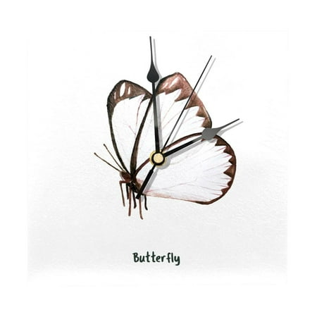 OWNTA Brown Watercolor Butterfly-01 Pattern Wood Square Wall Clock, 7.87 in, Silent Non-Ticking, Classic Home Decor, Stylish Office Clock, Battery Operated, Gift Idea