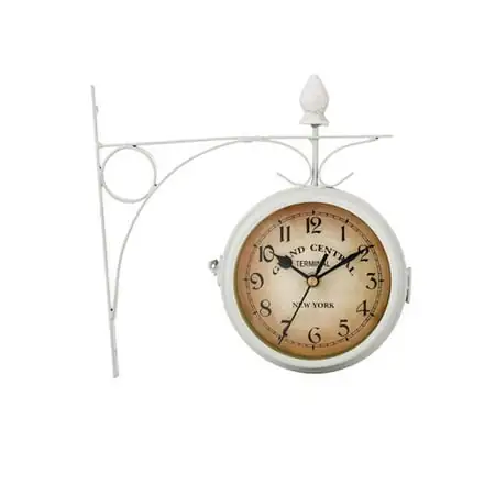 Paddington Station Wall Mount Home Decor Garden Decoration Metal Clock Double Sided Wall Clock Bracket Outside WHITE