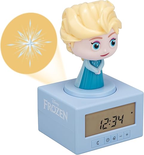 Paladone Disney Elsa Frozen Sleep Training Alarm Clock - Officially Licensed, Girls Projection Bedroom Night Light