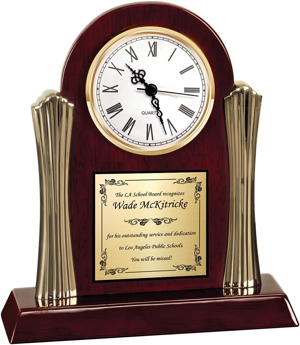 Personalized Achievement Recognition Arch Clock for Retirement Wedding Anniversary Gold Engraving Best Luxury Mantel Table Clocks Executive Gift Present