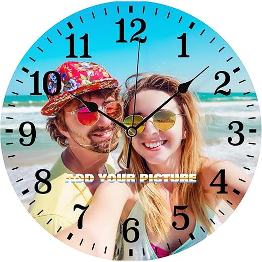 Personalized Clocks with Picture,Custom Clocks for Walls,That PVC Customized Round Silent Clock for Living Room,Creative Holiday Gifts10 in