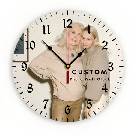 Personalized Custom Wall Clock with Your Own Picture, Silent Non-Ticking, Perfect for Home Decor and Gifts, 10x10 Inch