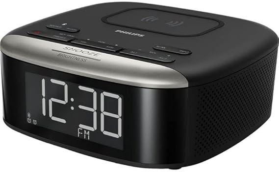 PHILIPS Alarm Clock with Wireless Charging, Digital Alarm Clock Radio for Bedroom, Easy Snooze, Sleep Timer, Bluetooth Radio Alarm Clock