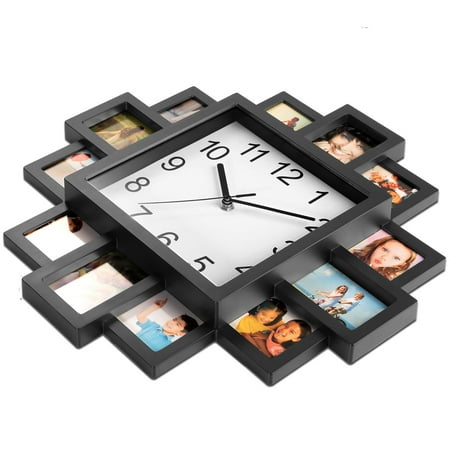 Photo Collage Clock, iMounTEK Wall Clock with 12 Pictures Display, Photowall Hall Hanging Decorations