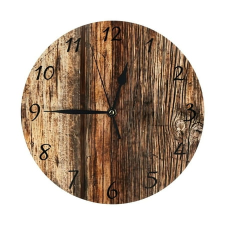 Planks Grunge Vintage Wooden Board (14) Wall Clock - 10 Inch Silent Non-Ticking Wall Clocks -Country Retro Rustic Style Decorative For Living Room Kitchen Home Bathroom Bedroom