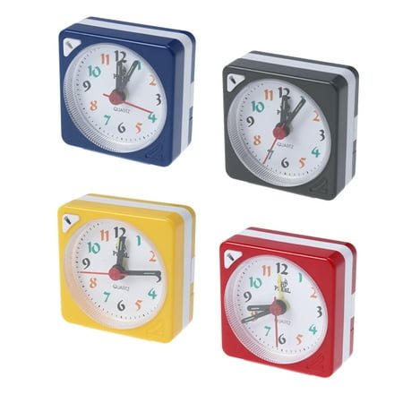 Portable Square Desk Clock Plastic Quartz Alarm Lightweight Grey Mini Clock Decorative Gift