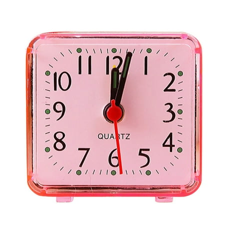 QLFSCXG （Flash Deals）Square Small Bed Compact Travel Quartz Beep Alarm Clock Cute Portable ，Red