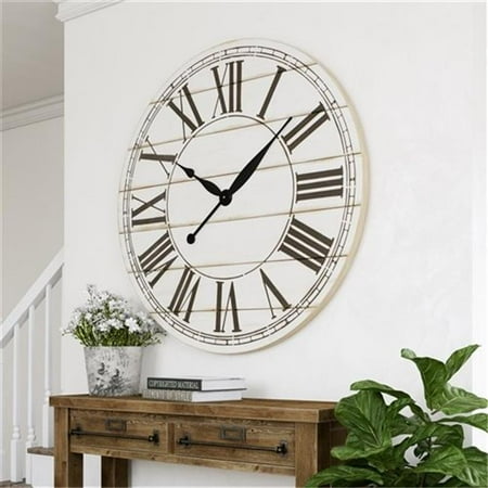 Renata Oversize Shiplap Wall Clock, White