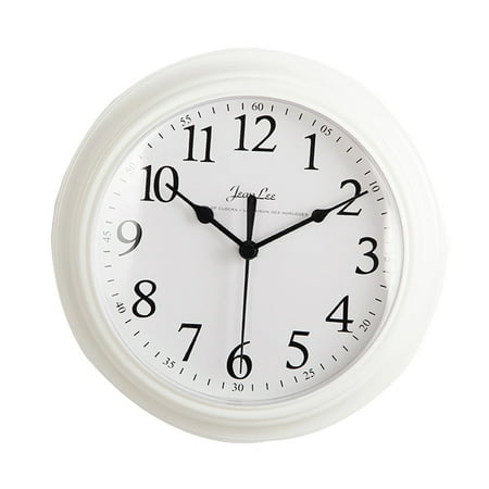 Retro Wall Clock Kitchen Vintage Design Round Silent Non Ticking Battery Operated Quality Quartz Clock - white