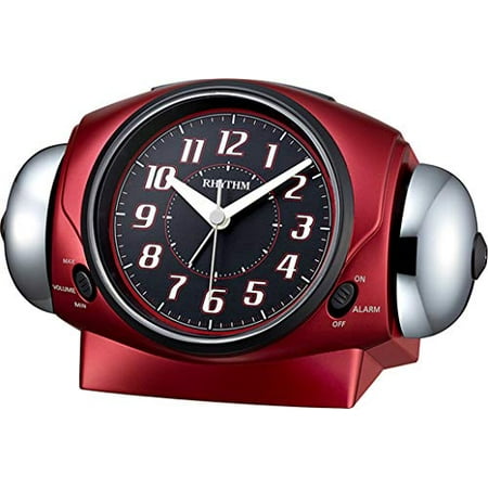 Rhythm (RHYTHM) Table clock Red 12.1x18.5x10.6cm Alarm clock Continuous second hand Loud bell sound Alarm 8RA646SR01