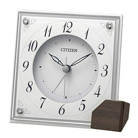 Rhythm Table Clock White 11.4x11.5x4.8cm Citizen Alarm Clock Analog Continuous Second Hand Interior 8RG625-003// Movement quartz