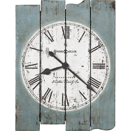 Road Wall Clock 625-621 – Distressed Antique Painted Blue Finish, White Dial, Decorative Hands, Antique Home Decor, Quartz Movement