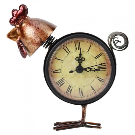 Rooster Chicken Clock Retro Vintage Large Clock Home Decorative Country Non -Ticking Silent Qu