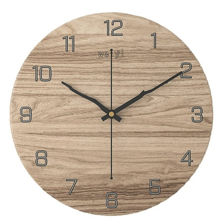 Rustic Farmhouse Wooden Wall Clock Silent Non Ticking,Battery Operated Vintage Shabby Chic Distressed Retro Brown Clock Decorative for Living Room Kitchen Bedroom Office - 30cm