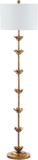 Safavieh FLL4003A Lighting Collection Landen Leaf 63.5" Antique Gold Floor Lamp, Metal