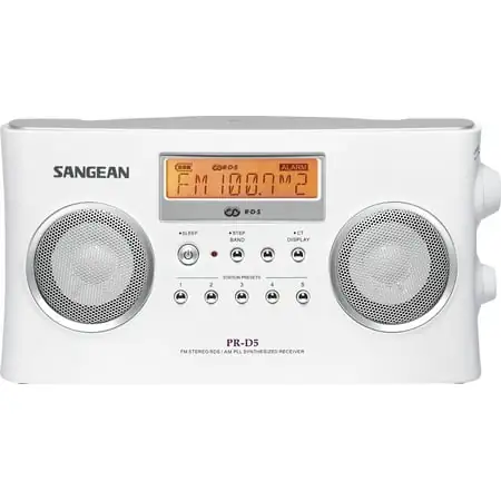 Sangean All in One Compact Portable Digital AM/FM Radio with Built-in Stereo Speaker, Earphone Jack, Alarm Clock Plus 6ft Aux Cable to Connect Any Ipod, Iphone or Mp3 Digital Audio Player