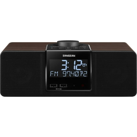 Sangean RCR-40 AM/FM Bluetooth Tabletop Wooden Clock Radio with Alarm and Sleep Timers