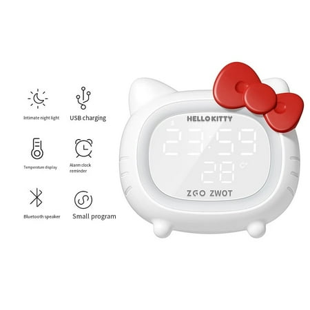 Sanrio Hello Kitty Smart Alarm Clock Bluetooth Audio Bedroom Home Fashionable and Cute Animation Peripherals