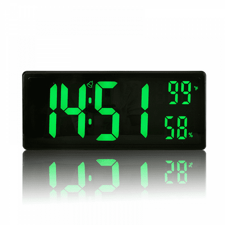 SAYTAY Large Digital Wall Clock, 14 Battery Operated Alarm Clock with Day, Date & Temperature, Jumbo Display Digital Count Up Down Timer Clock for Seniors, Home, Bedroom Office