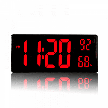 SAYTAY Large Digital Wall Clock , 14 Battery Operated Alarm Clock with Day, Date & Temperature, Jumbo Display Digital Count Up Down Timer Clock for Seniors, Home, Bedroom Office