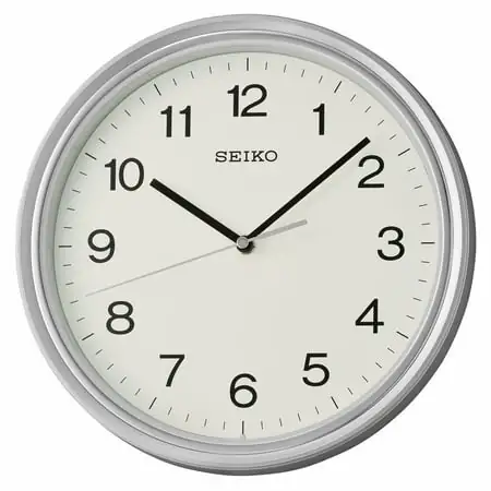 Seiko 11 Oita Wall Clock, Metallic Silver Traditional Round Quartz Analog QHA008SLH