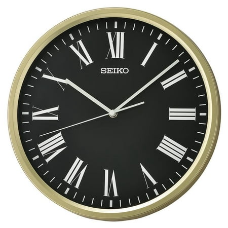 Seiko 12 Sano Wall Clock, Metallic Gold Modern Quartz Analog QHA009GLH