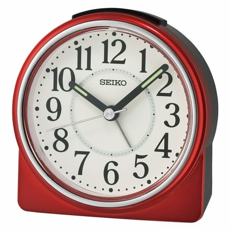 Seiko 4 inch Marui Beep Alarm Dark Red Light Analog Quartz Traditional Tabletop Clock QHE198RLH