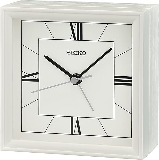 Seiko 4 Inch Seihokei Bedroom Alarm Clock, White