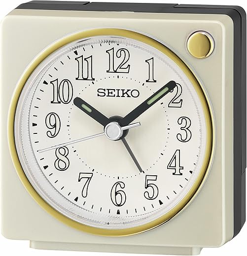 Seiko Fuji II Bedside Alarm Clock, Pearl White