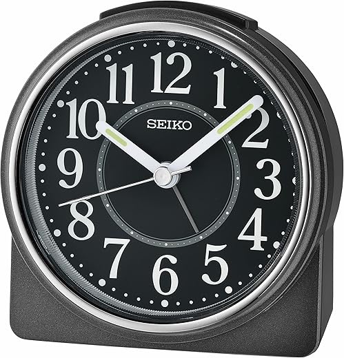 Seiko Marui Bedside Alarm Clock, Metallic Black