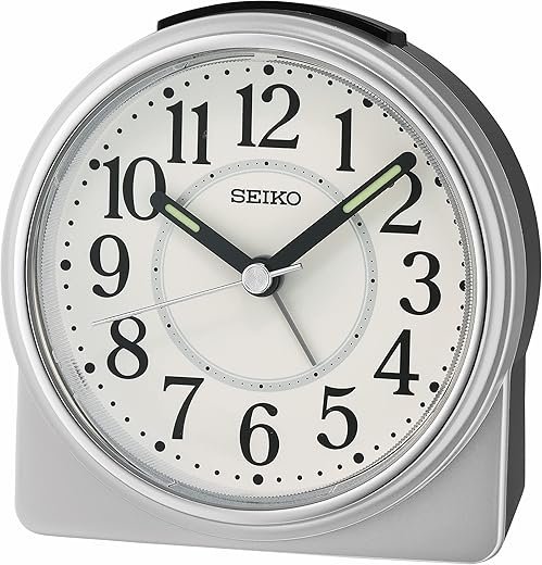 Seiko Marui Bedside Alarm Clock, Silver