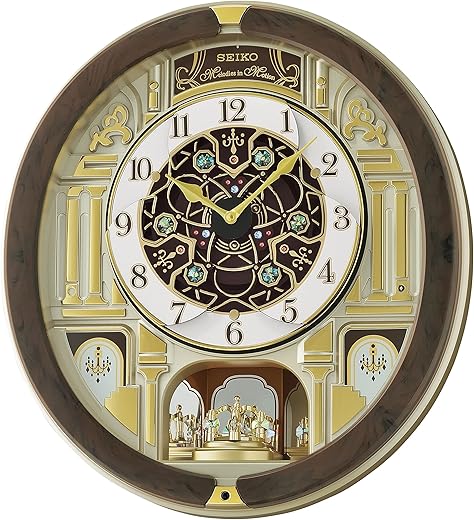 Seiko Melodies in Motion Wall Clock, Golden Chandelier